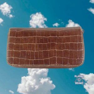 Faux Alligator Leather Wallet W/ Checkbook Holder